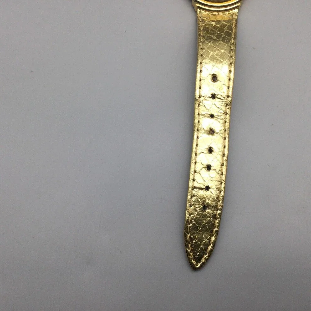 Vintage Ronica Womens Watch 31mm Gold Tone Gem Leather New Battery
